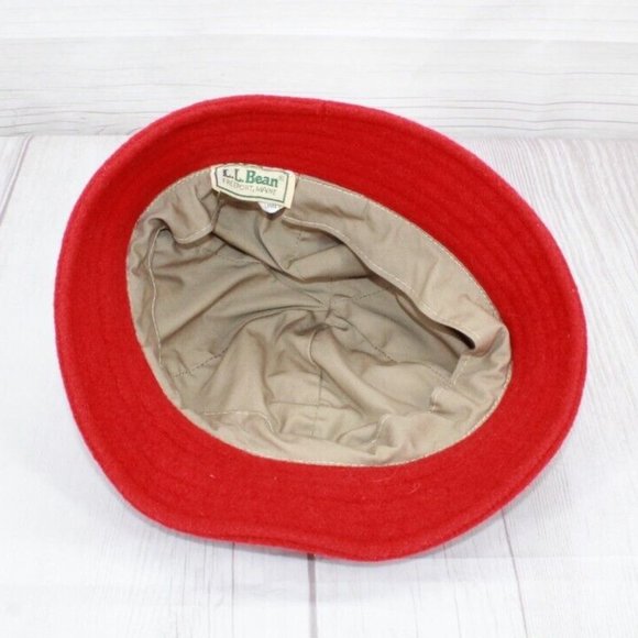 Vintage LL Bean Red Felt Wool Lined Bucket Hat Size L - Picture 6 of 9